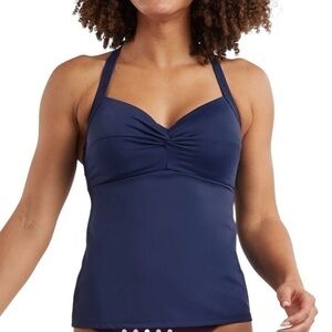 Title Nine Pele Tankini Top UPF 50 - Solid Navy Blue Size 32C